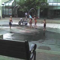 Kids in the fountain