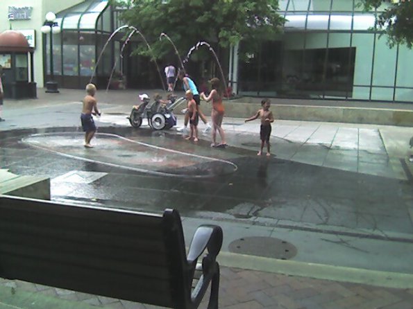 Kids in the fountain
