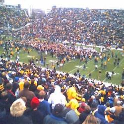 Rushing the field after the hawks game