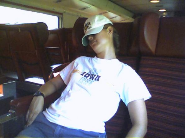 The ride back from the game on the Hawkeye Express